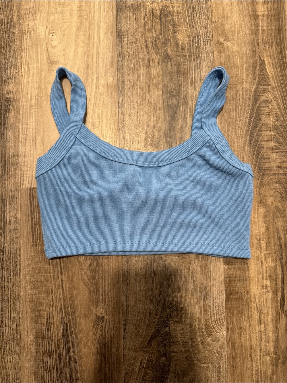 Signature8 Sky Blue Ribbed Crop Tank